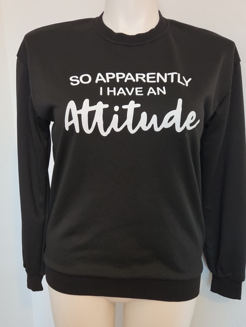 Black Graphic Crewneck Sweatshirt - "Attitude"